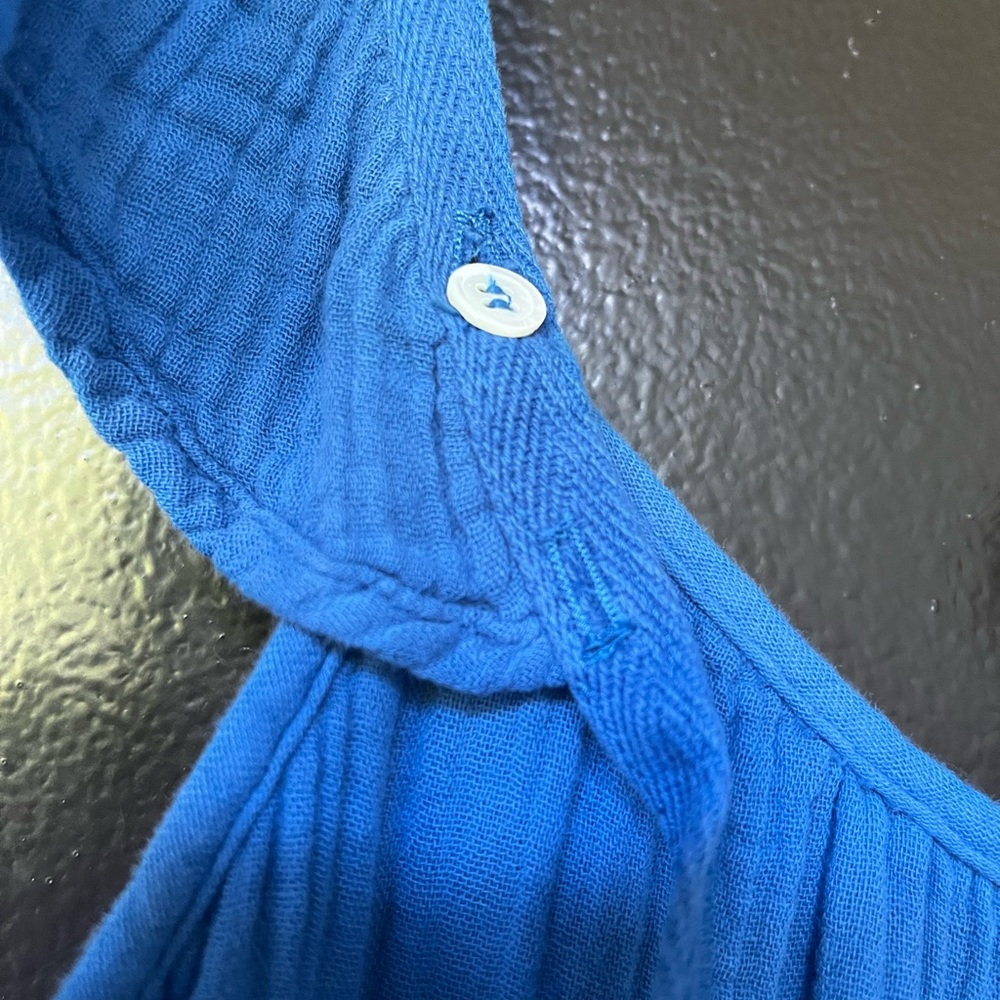 XiRENA dress bright blue double gauze cotton size Large - Picture 4 of 6
